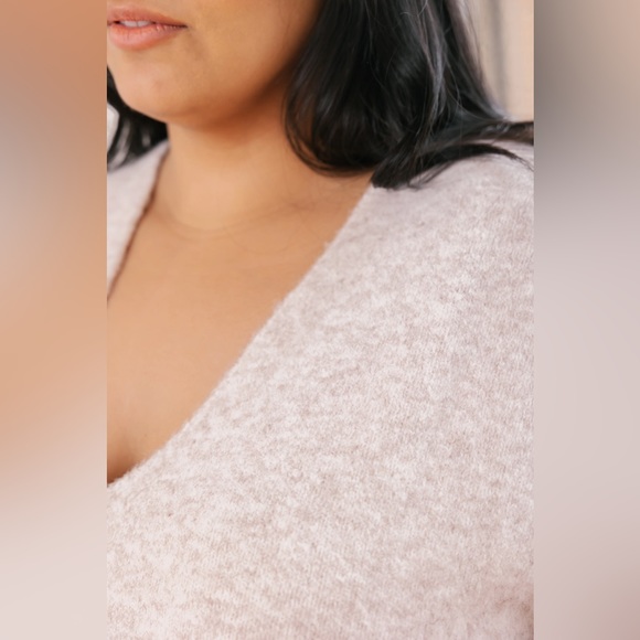 SWEATER WEATHER MINI DRESS IN OATMEAL - Picture 3 of 4